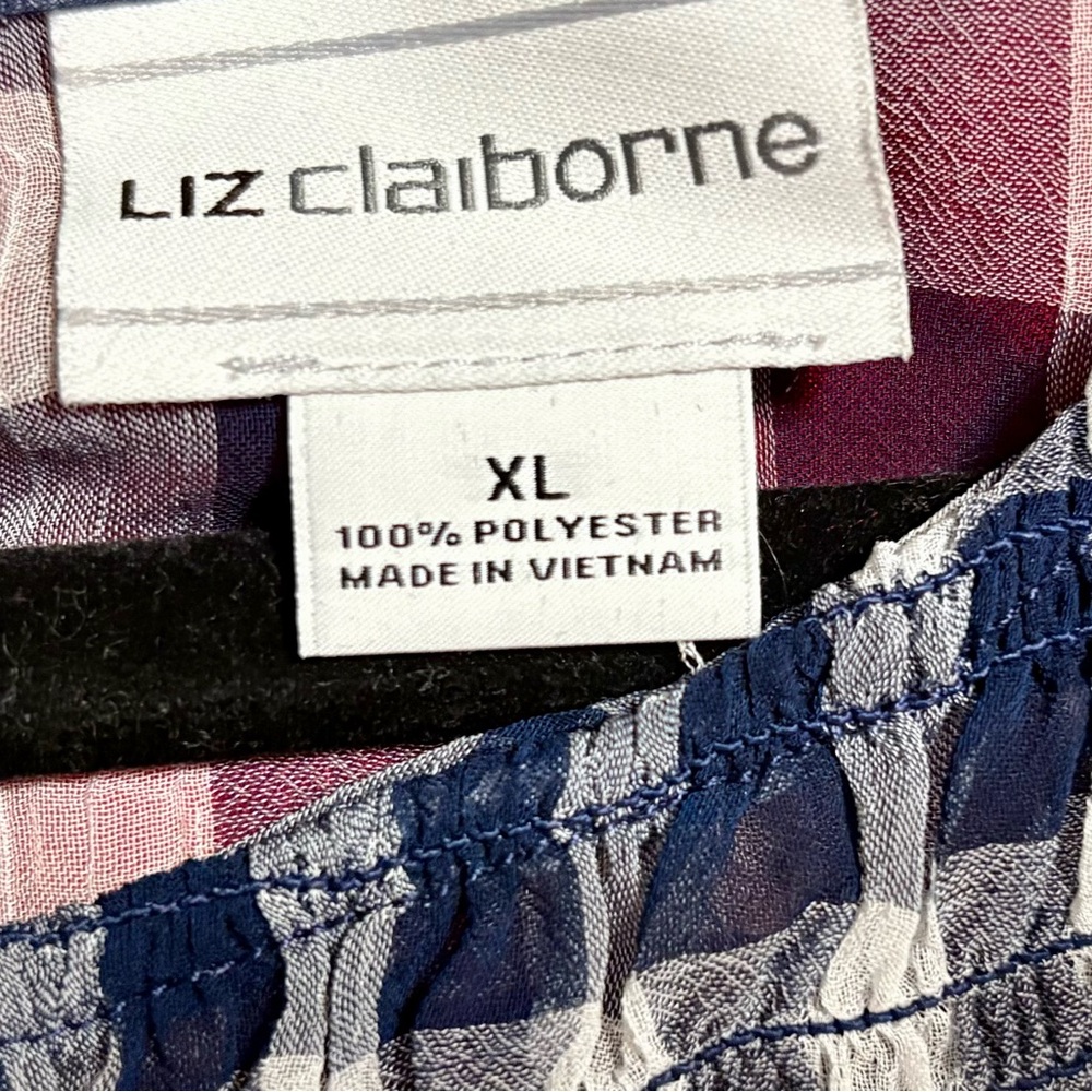 Blue and White Checkered Women's Top - Picture 5 of 5